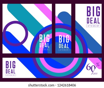 Trendy flat geometric vector banner set