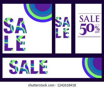 Trendy flat geometric vector banner set