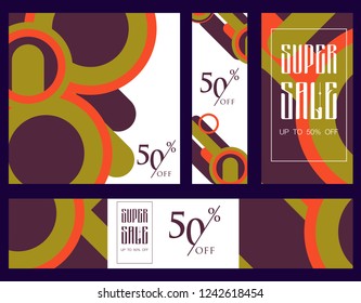 Trendy flat geometric vector banner set