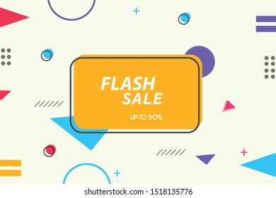 Trendy flat geometric vector banner set. Vivid banners in retro poster design style. Vintage shapes. 

