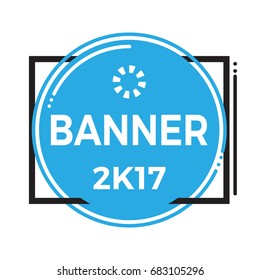 trendy flat geometric vector banner. Vivid banner in retro poster design style. Vintage color and shape