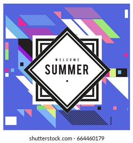 
Trendy flat geometric vector banners. Vivid colorful banners in retro poster design style. Vintage colors and shapes Summer holiday theme.
