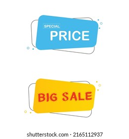 Trendy flat geometric vector bubbles. price tag, sticker, sale poster graphic element