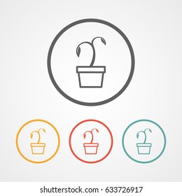 trendy flat growth plant with pot icon