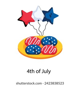Trendy flat icon of 4th of july 