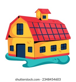 Trendy flat icon of barn house  