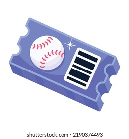 Trendy flat icon of baseball ticket