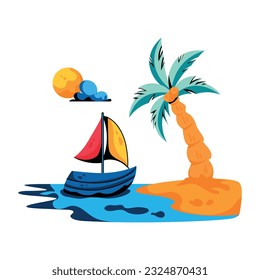 Trendy flat icon of beach tree