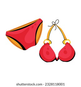 Icono plano de moda del traje bikini 