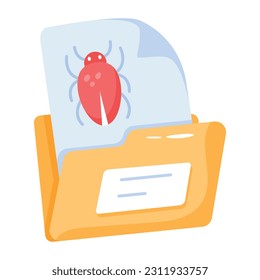 Trendy flat icon of bug file 