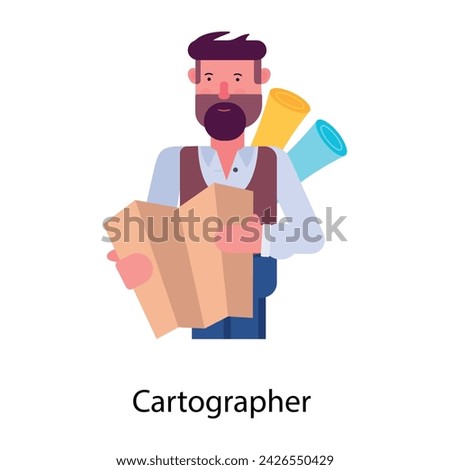 Trendy flat icon of a cartographer 