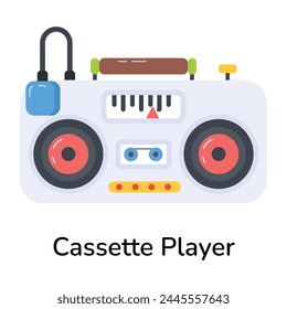 Trendy flat icon of cassette player 