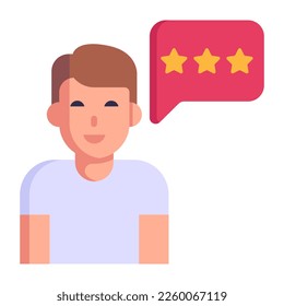 A trendy flat icon of client reviews