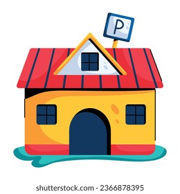 Trendy flat icon of cottage 