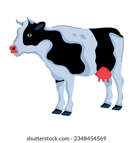 Trendy flat icon of cow 