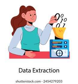 Icono plano de moda de la extracción de datos 