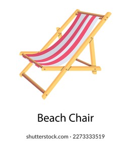 A trendy flat icon of deck chair
