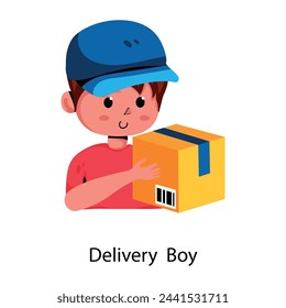Trendy flat icon of delivery boy 