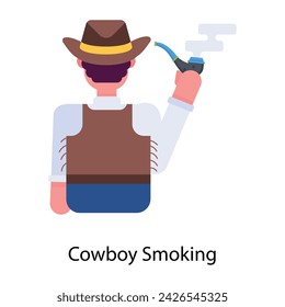 Trendy flat icon depicting cowboy smoking 