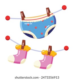 Trendy flat icon of drying clothes 