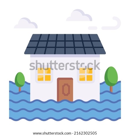 Trendy flat icon of a flood

