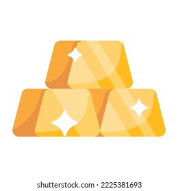 A trendy flat icon of gold ingots  