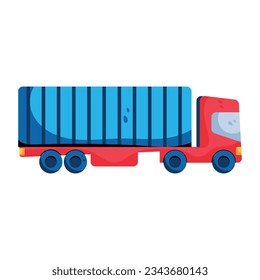 Trendy flat icon of heavy trailer 