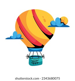 Trendy flat icon of hot balloon 