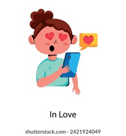 Eine trendige, flache Ikone der Liebe 