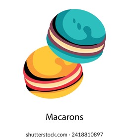 Trendy flat icon of macarons