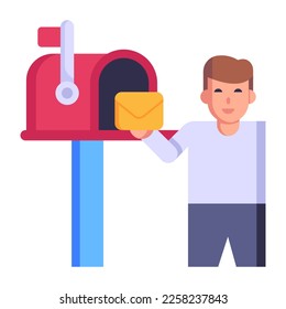 Eine trendige, flache Ikone eines Postfachs