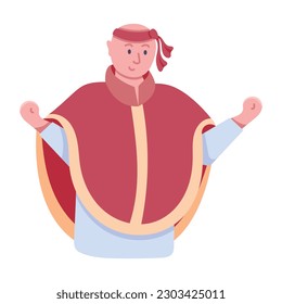 Trendy flat icon of a medieval monk 