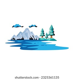 Icono plano de moda de la vista de la naturaleza 