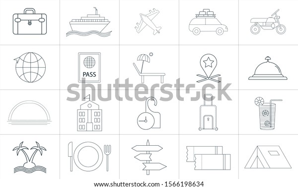 Trendy flat icon pack for designers and developers.\
Vector travel set, travel icon object, travel icon picture, travel\
icon image .