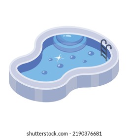 A trendy flat icon of pool 