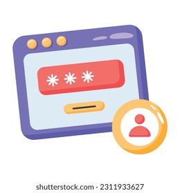 Trendy flat icon of profile password 