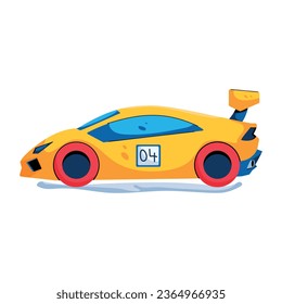 Trendy flat icon of a racing car 
