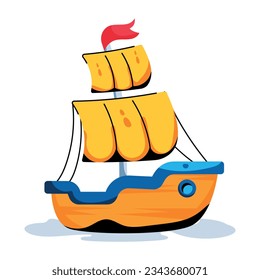 Trendy flat icon of sail ship 