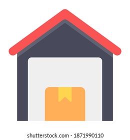 A trendy flat icon of shed, warehouse vector 