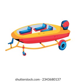 Trendy flat icon of ski boat 