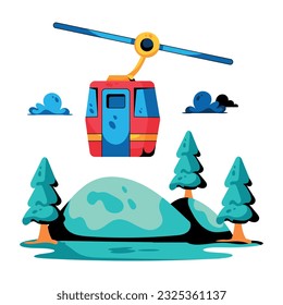 Trendy flat icon of ski lift 