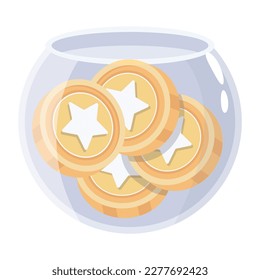 Trendy flat icon of a star coin bowl 