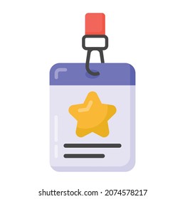 Trendy flat icon of a theatre card with lanyard