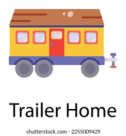 Trendy flat icon of trailer home 