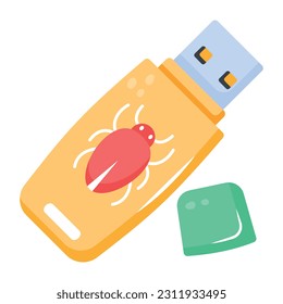 Icono plano de moda del virus usb 