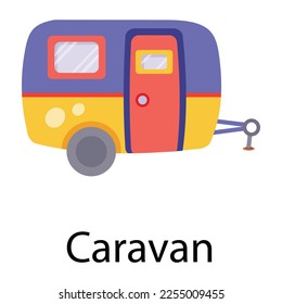 Trendy flat icon vector of caravan 
