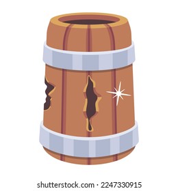 Trendy flat icon of wooden broken barrel 