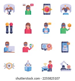 Trendy Flat Icons von Ar und VR 

