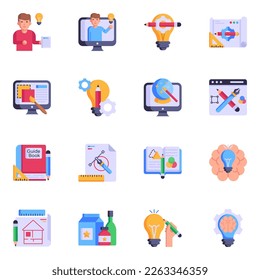 Trendy Flat Icons of Designing Equipment

