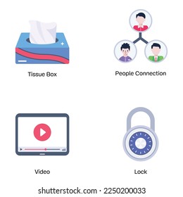 Trendy Flat Icons of Media and Accessories 

